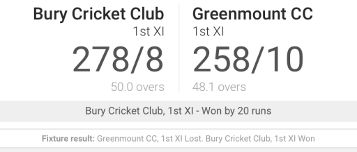 Greenmount CC 1st XI  v. Bury CC 1st XI 1st June 2019